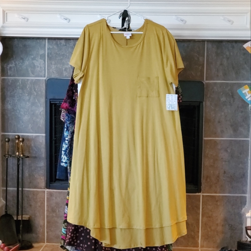 LuLaRoe 2XL Carly High Low Dress Gold/Mustard- NWT